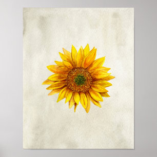 Sunflower print. Rustic wall art. Country flower Poster