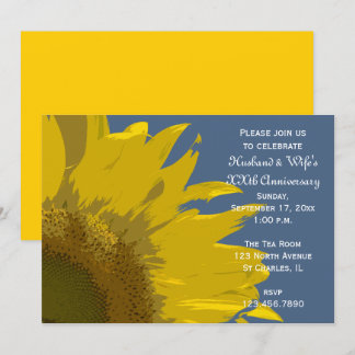 Sunflower Print Wedding Anniversary Party Invitation