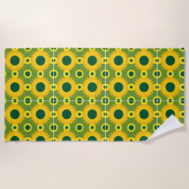 sunflower printed Beach Towel (Front)