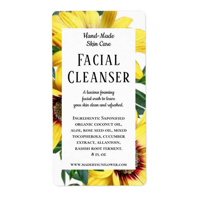 Sunflower Product Ingredient Sticker Label (Front)