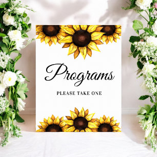 Sunflower Programs Sign Wedding Floral Poster