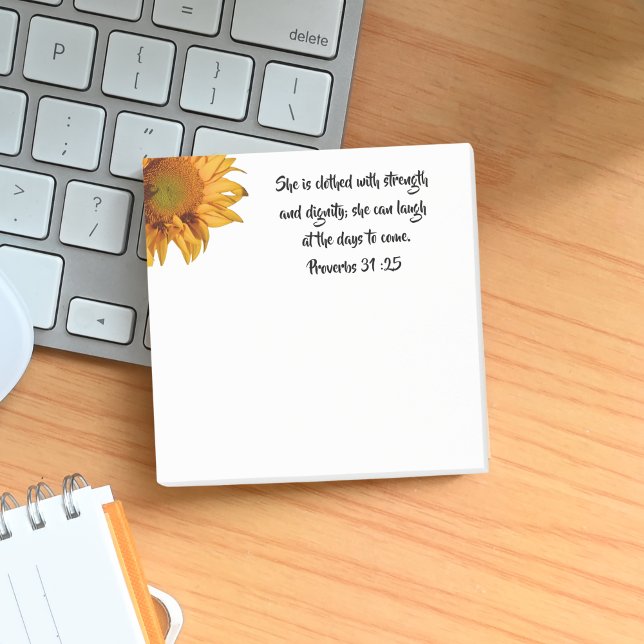 Sunflower Proverbs 31:25 Custom Bible Verse  Post-it Notes (Creator Uploaded)