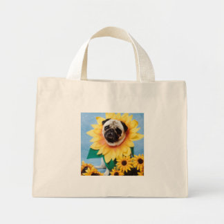 Sunflower Pug Dog Tote Bag