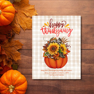 Sunflower Pumpkin Autumn Harvest Thanksgiving  Holiday Postcard