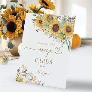 Sunflower Pumpkin Bridal Shower Recipe Card Sign