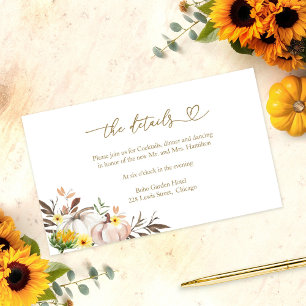Sunflower Pumpkin Fall Wedding Details Enclosure Card