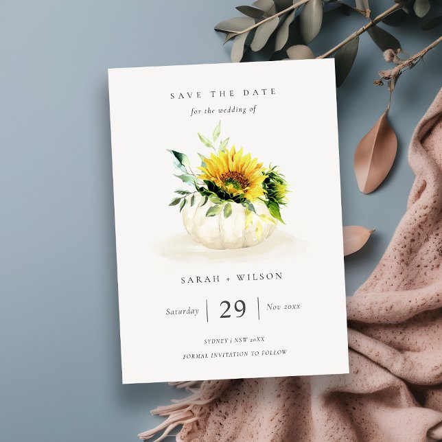 Sunflower Pumpkin Floral Save the Date Invite (Creator Uploaded)