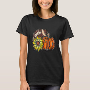 Sunflower Pumpkin Football Sports Autumn Vibes Tha T-Shirt