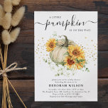 Sunflower Pumpkin Gender Neutral Baby Shower Invitation<br><div class="desc">A little Pumpkin is on the Way! Celebrate the mum-to-be with this fall atumnal elegant neutral pumpkin theamed Baby Shower invitation. The design features a watercolour illustration of a white pumpkin, adorned with seasonal yellow sunflowers, greenery and faux gold heart confetti. Simply personalise by adding names, date, time, venue and...</div>