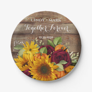 Sunflower, Pumpkin & Roses Wedding Party Plates