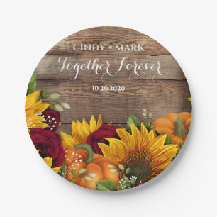 Sunflower, Pumpkin & Roses Wedding Party Plates