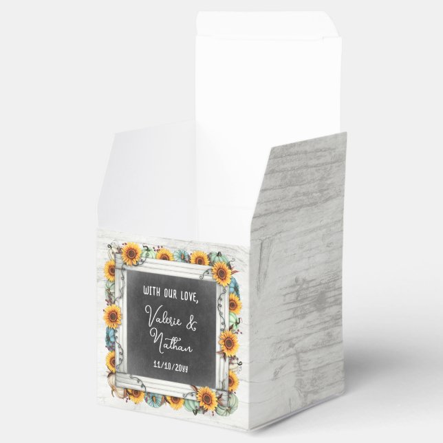 Sunflower Pumpkin Rustic Country Fall Farm Wedding Favour Box (Opened)