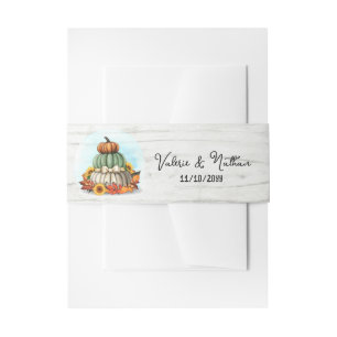 Sunflower Pumpkin Rustic Country Fall Farm Wedding Invitation Belly Band