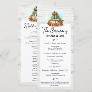 Sunflower Pumpkin Rustic Country Fall Farm Wedding Programme