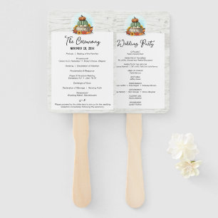 Sunflower Pumpkin Rustic Fall Wedding Program Hand Fan