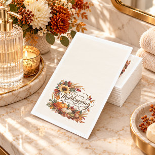 Sunflower Pumpkin Thanksgiving Napkin