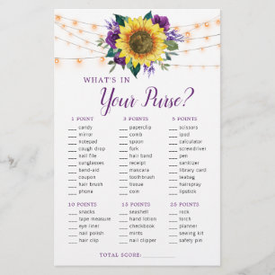 Sunflower Purple Lights Purse Bridal Shower Game