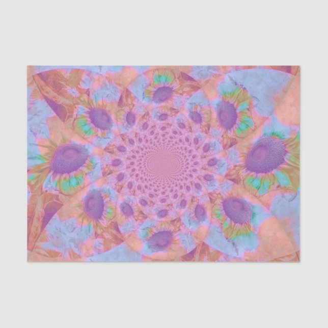 Sunflower Purple Pink Pastel Abstract Decoupage Tissue Paper (Front)