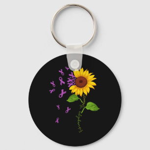 Sunflower Purple Ribbon Fibromyalgia Awareness Mon Key Ring