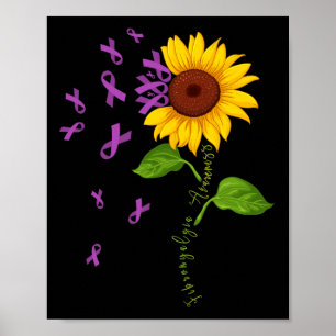 Sunflower Purple Ribbon Fibromyalgia Awareness Mon Poster