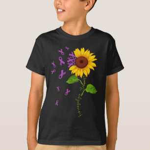 Sunflower Purple Ribbon Fibromyalgia Awareness Mon T-Shirt