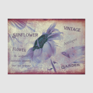 Sunflower Purple Sepia Vintage Ephemera Texture Tissue Paper