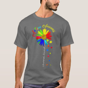 Sunflower Puzzle Autism Awareness Month Choose Kin T-Shirt