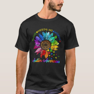 Sunflower Puzzle Love Autism Awareness Needs No Wo T-Shirt