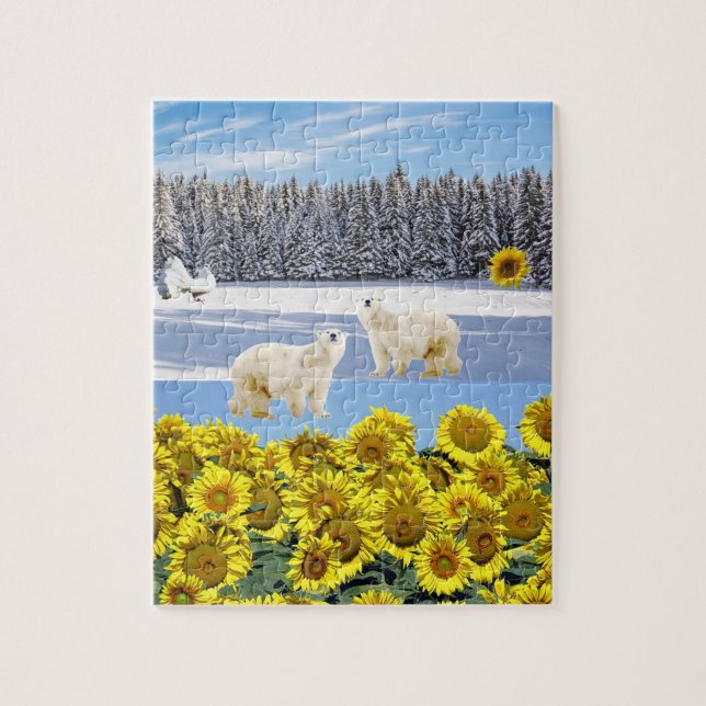 Sunflower Puzzles Floral Polar Bear (Vertical)