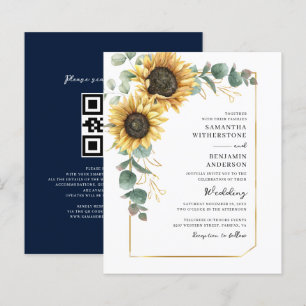 Sunflower QR Code All-in-One Wedding Invitation