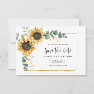 Sunflower QR Code Wedding Save the Date