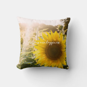 Sunflower quote "flowers are happiness" cushion