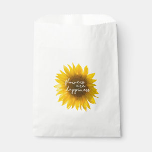 Sunflower quote "flowers are happiness" favour bags