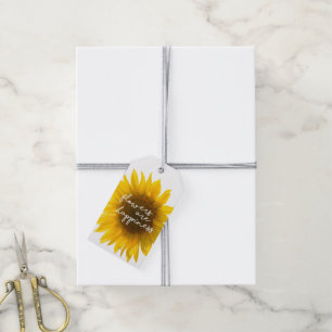 Sunflower quote "flowers are happiness" gift tags