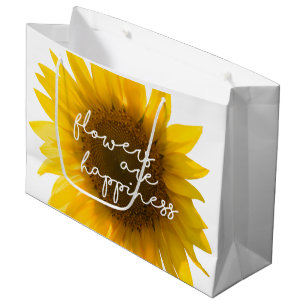 Sunflower quote "flowers are happiness" large gift bag