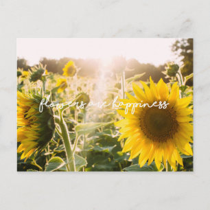 Sunflower quote "flowers are happiness" postcard