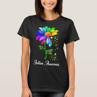 Sunflower Rainbow Choose Kind Autism Awareness Puz T-Shirt