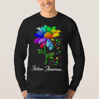 Sunflower Rainbow Choose Kind Autism Awareness Puz T-Shirt