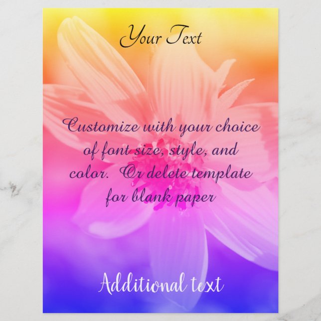 Sunflower Rainbow Colours      Custom Letterhead (Front)