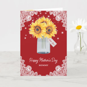 Sunflower Red Floral Photo Happy Mother's Day Card