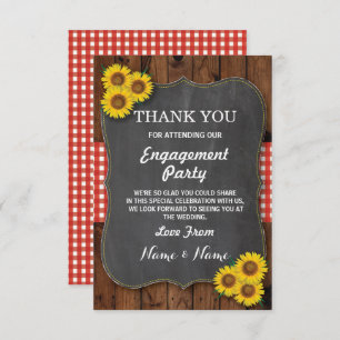 Sunflower Red Thank You Engagement Wedding Wood Invitation