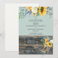 Sunflower Redneck Wood Boots Lights Invitation