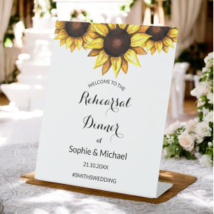 Sunflower Rehearsal Dinner Welcome Pedestal Sign