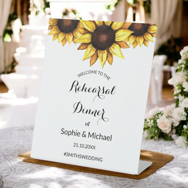 Sunflower Rehearsal Dinner Welcome Pedestal Sign (Creator Uploaded)