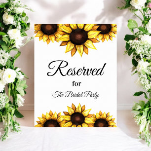 Sunflower Reserved White Yellow Sign Poster
