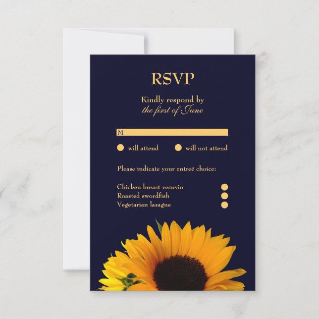 Sunflower Response Card (Navy Blue) (Front)
