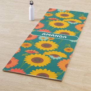 Sunflower Retro Colourful Personalised Pattern Yoga Mat