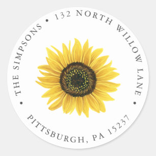 Sunflower Return Address Classic Round Sticker