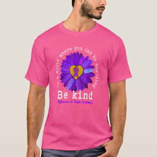 Sunflower Ribbon Be Kind Alzheimer's And Brain Awa T-Shirt