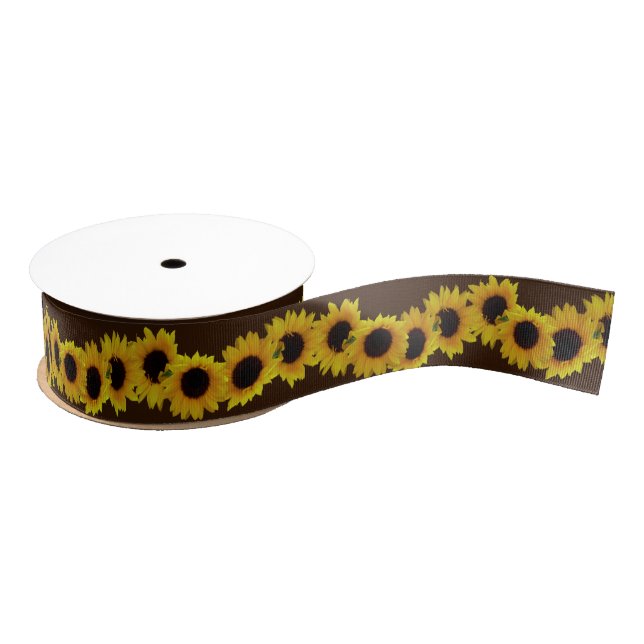Sunflower Ribbon Paper Customised Flower Ribbon Grosgrain Ribbon (Spool)